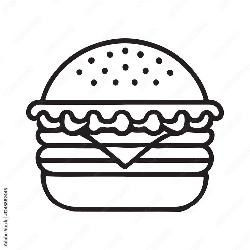 thin line Burger silhouette on white background
thin line Burger silhouette on white background