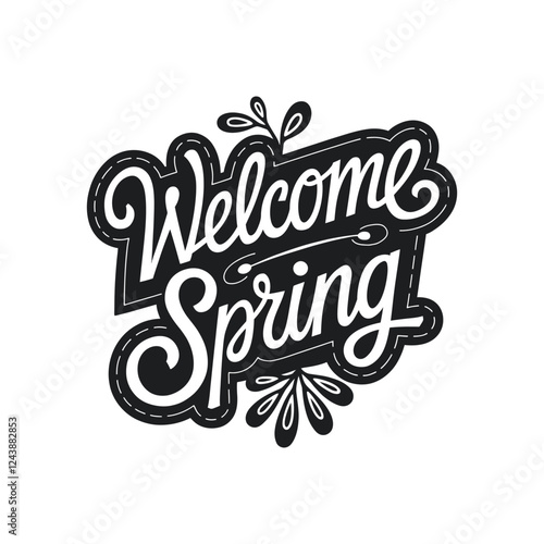 Spring greeting typography with fresh bloom flowers