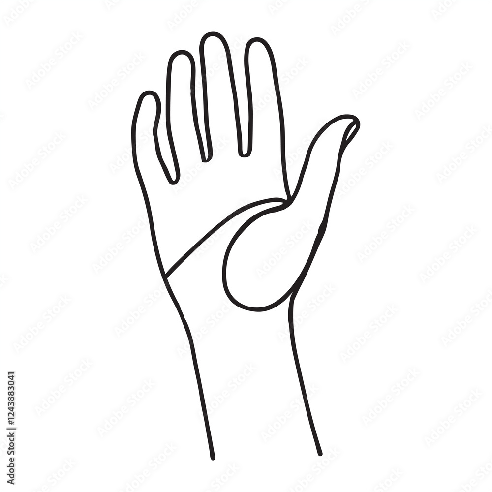 Thin line Hand palm outline silhouette on white background
Thin line Hand palm outline silhouette on white background