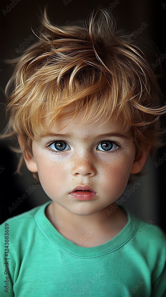 Innocence in a Gaze: A captivating portrait of a toddler boy, with captivating blue eyes and a charmingly tousled blonde hairstyle, radiates pure innocence. Innocence in a Gaze: A captivating portrait of a toddler boy, with captivating blue eyes and a charmingly tousled blonde hairstyle, radiates pure innocence.