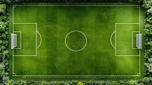 Wallpaper Mural The scene showcases a beautifully maintained soccer field, encircled by vibrant, lush greenery under the bright daytime sky Torontodigital.ca