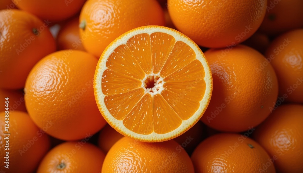 Fresh ripe oranges on the market with vibrant yellow color, healthy and juicy fruits perfect for a vitamin-packed diet
