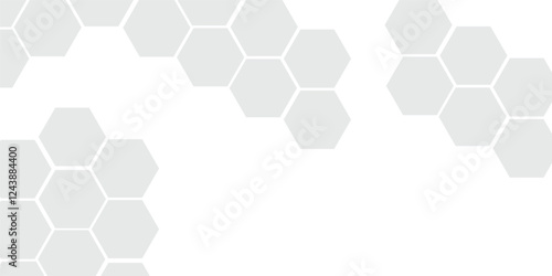 Geometric technology white hexagon background. Abstract vector illustration Science technology and medical concept hexagon on transparent background.