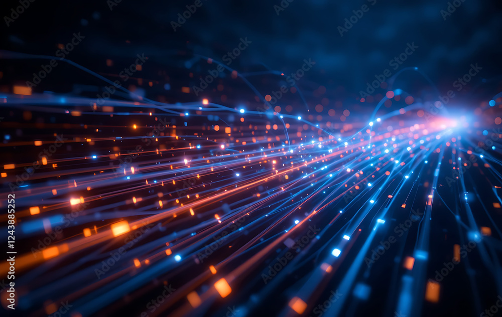 Realistic Fiber Optic Data Transmission with Glowing Light Trails Realistic Fiber Optic Data Transmission with Glowing Light Trails