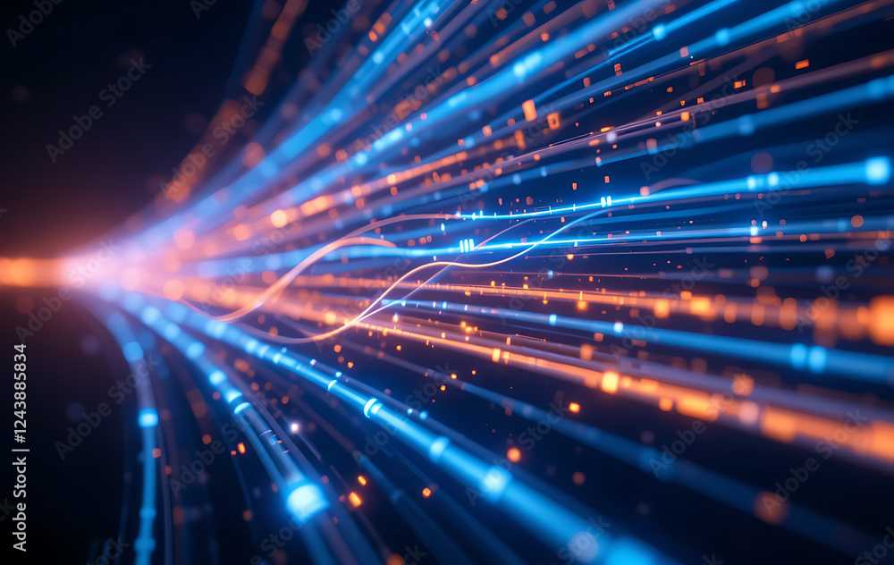 Realistic Fiber Optic Data Transmission with Glowing Light Trails Realistic Fiber Optic Data Transmission with Glowing Light Trails