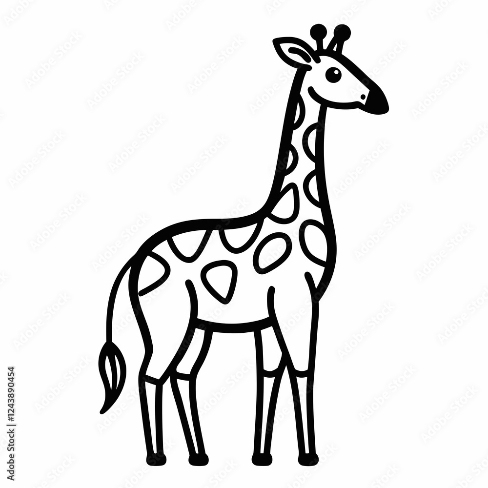 Simple a Giraffe line art vector design white background Simple a Giraffe line art vector design white background