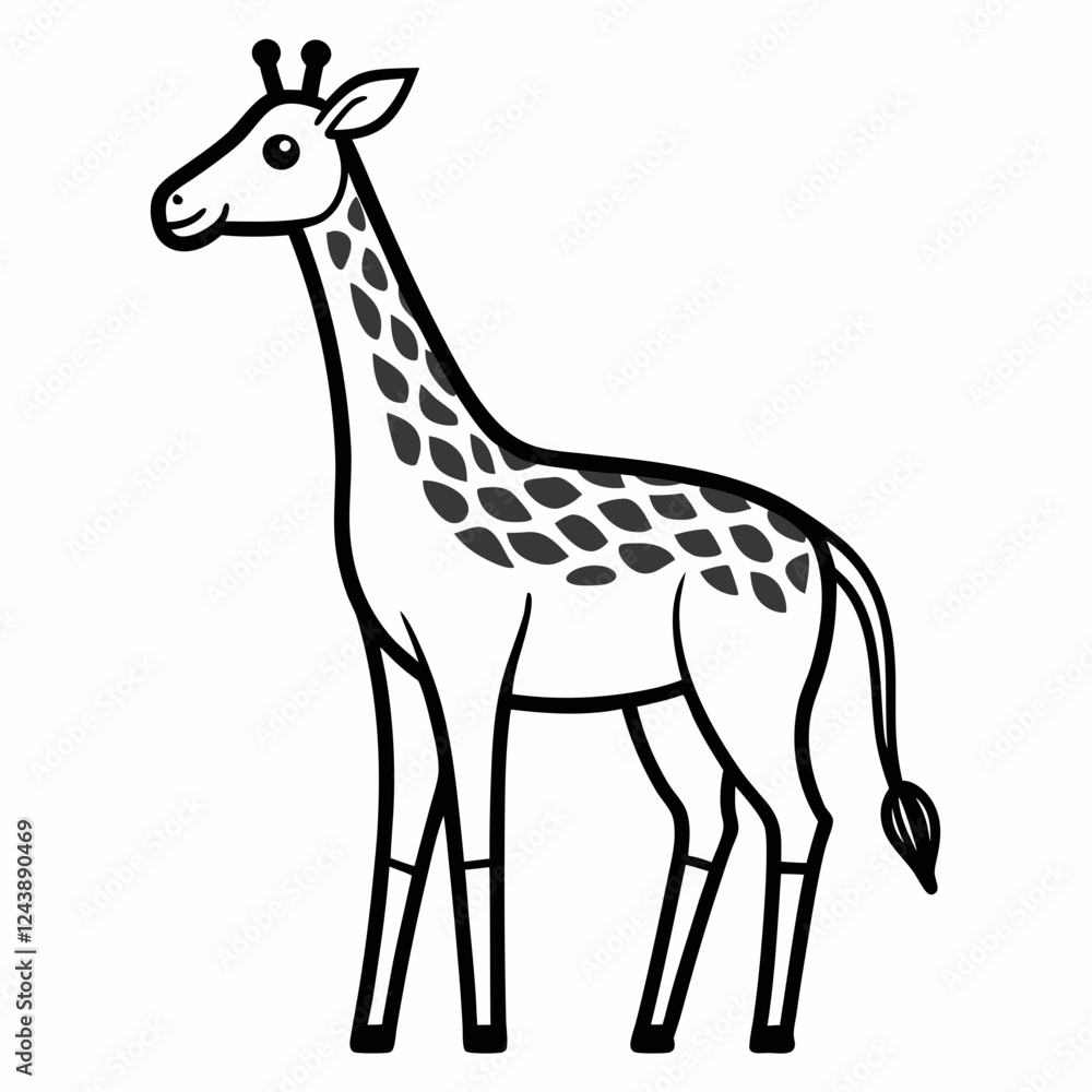 Simple a Giraffe line art vector design white background Simple a Giraffe line art vector design white background