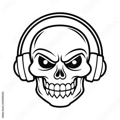 vector skull with headphones