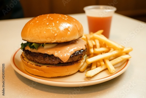 Juicy Burger with Crispy Fries photo