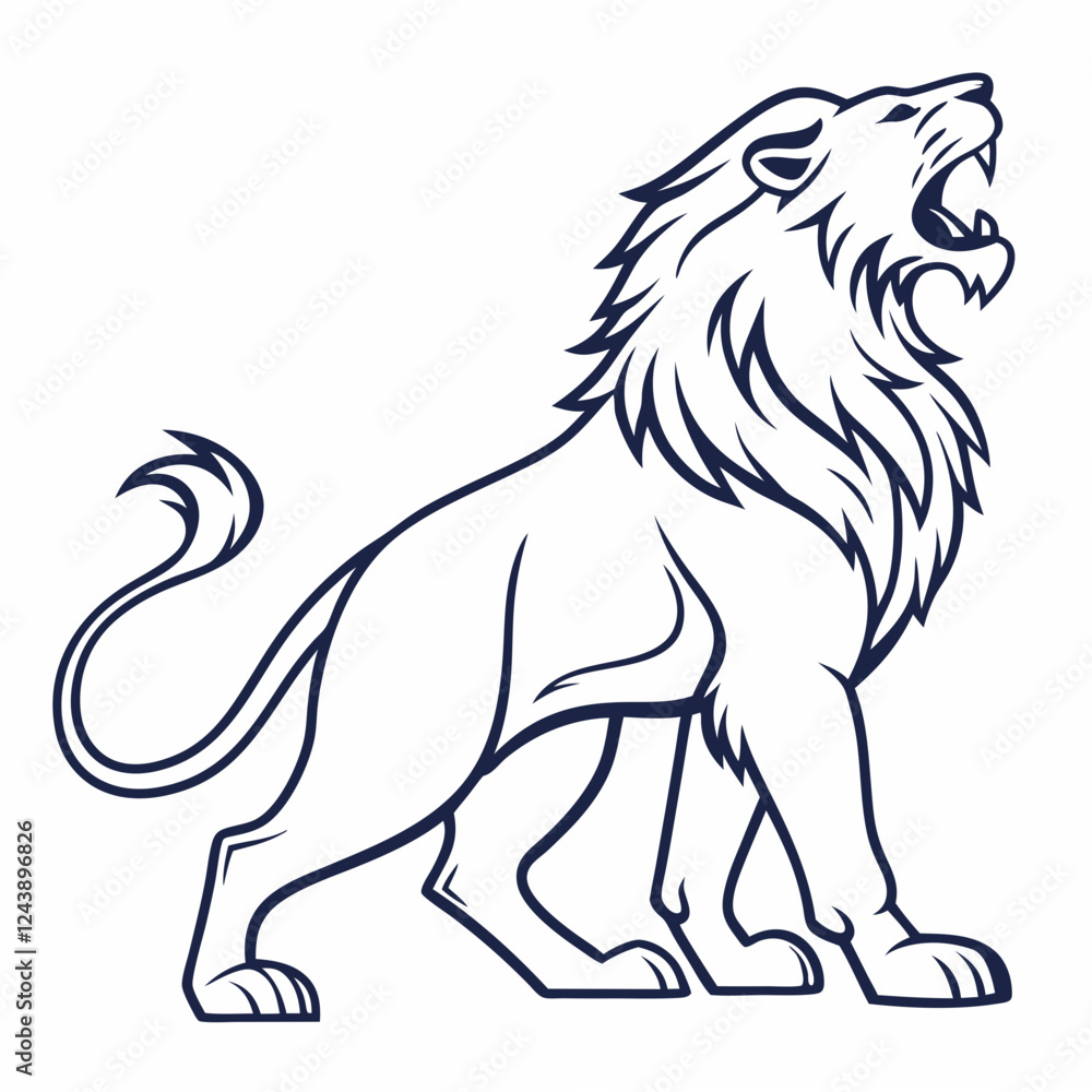 Simple a Lion line art vector design white background Simple a Lion line art vector design white background