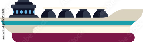 Side view illustration of a large lng tanker ship transporting liquefied natural gas across the ocean