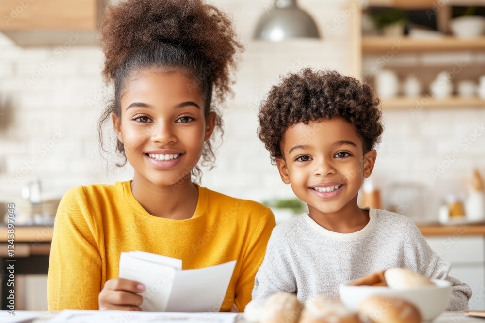 A young woman explaining the importance of budgeting to her younger sibling A young woman explaining the importance of budgeting to her younger sibling
