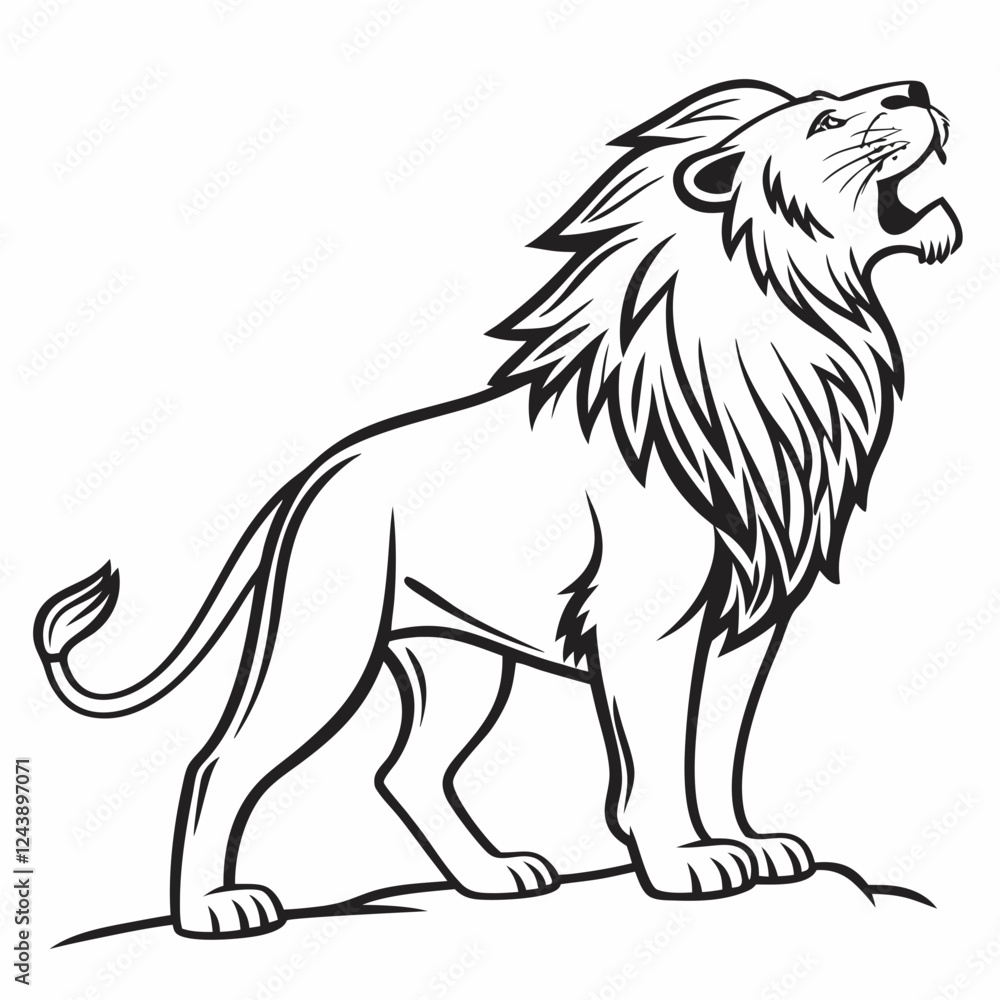 Simple a Lion line art vector design white background Simple a Lion line art vector design white background