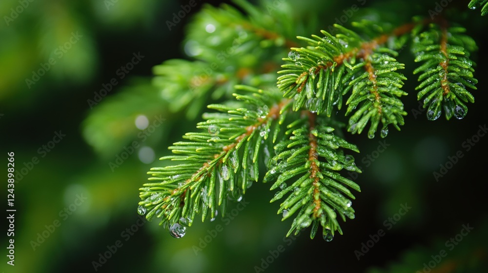 Nature raindrops on pine needles forest Nature raindrops on pine needles forest