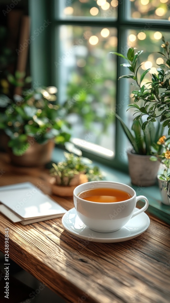 A Cup of Tea by the Window: Serenity and Warmth A Cup of Tea by the Window: Serenity and Warmth