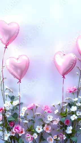 purple balloon hearts and roses decoration