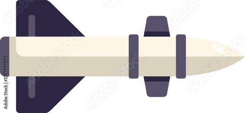 Vector illustration of a military missile, a rocket propelled weapon carrying a warhead