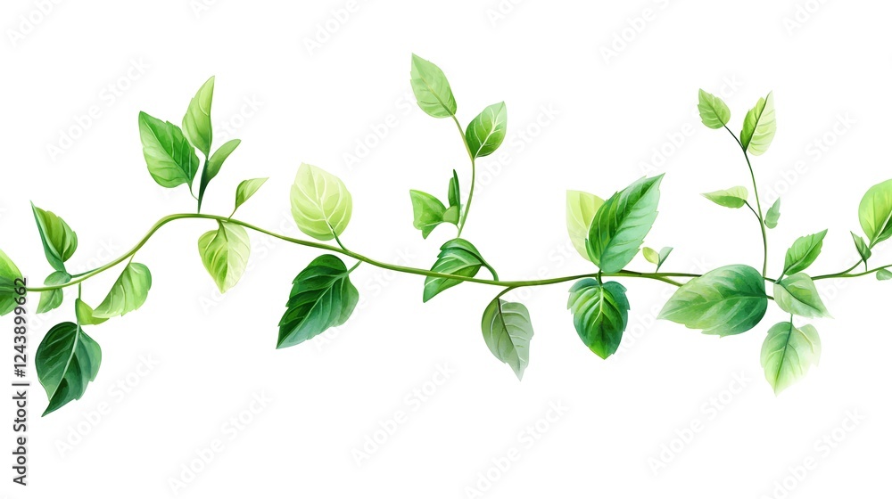 Create clipart of mint sprigs with delicate leaves and vibrant green tones, isolated on a white background Create clipart of mint sprigs with delicate leaves and vibrant green tones, isolated on a white background