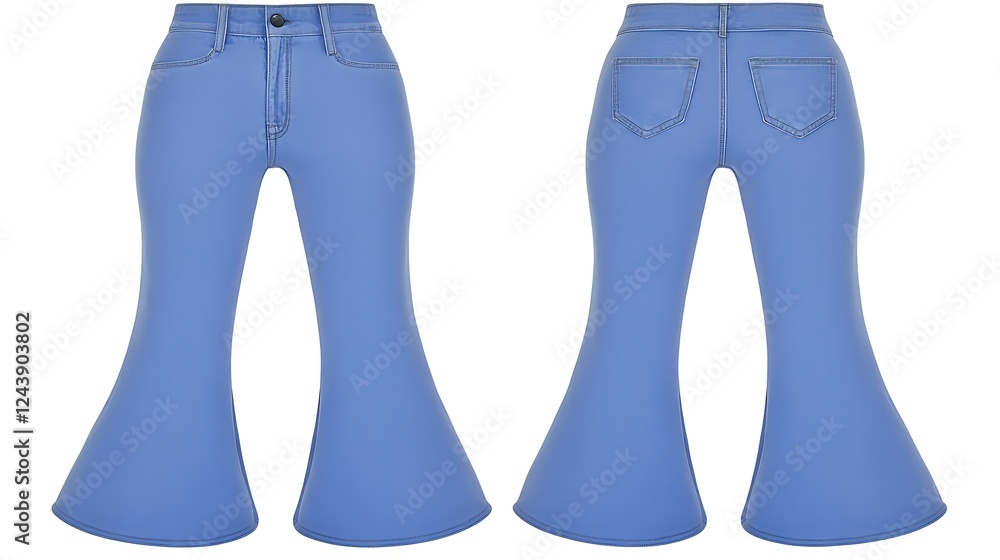 Blue Bell Bottom Jeans - Front and Back View Blue Bell Bottom Jeans - Front and Back View