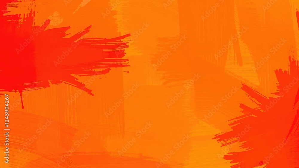 Vibrant abstract brush strokes on a warm red orange background, geometric shapes, bold colors Vibrant abstract brush strokes on a warm red orange background, geometric shapes, bold colors