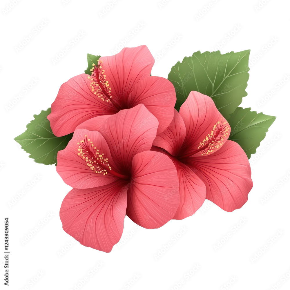 3D icon of A bunch of Hibiscus isolated on transparency background 3D icon of A bunch of Hibiscus isolated on transparency background
