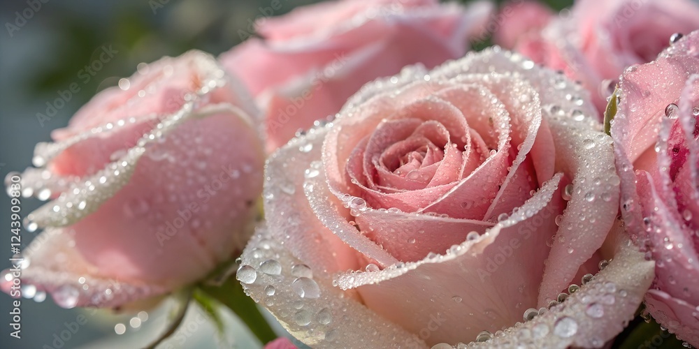 Fototapeta premium Dewdrops on Pink Roses