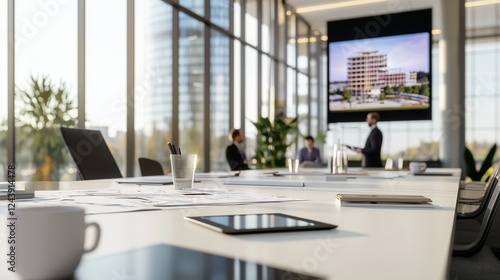 Wallpaper Mural Modern Conference Room with Diverse Team and Digital Presentation Torontodigital.ca