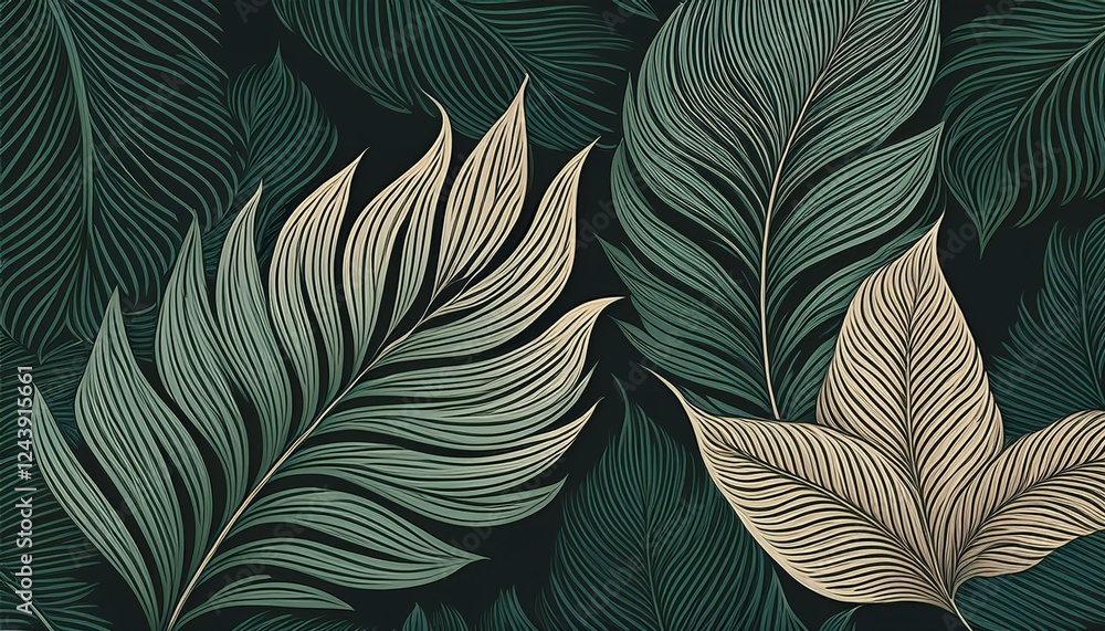 tropical aneca palm leaf wallpaper luxury nature leaves pattern design hand drawn outline design for fabric print cover banner and invitation generative ai tropical aneca palm leaf wallpaper luxury nature leaves pattern design hand drawn outline design for fabric print cover banner and invitation generative ai