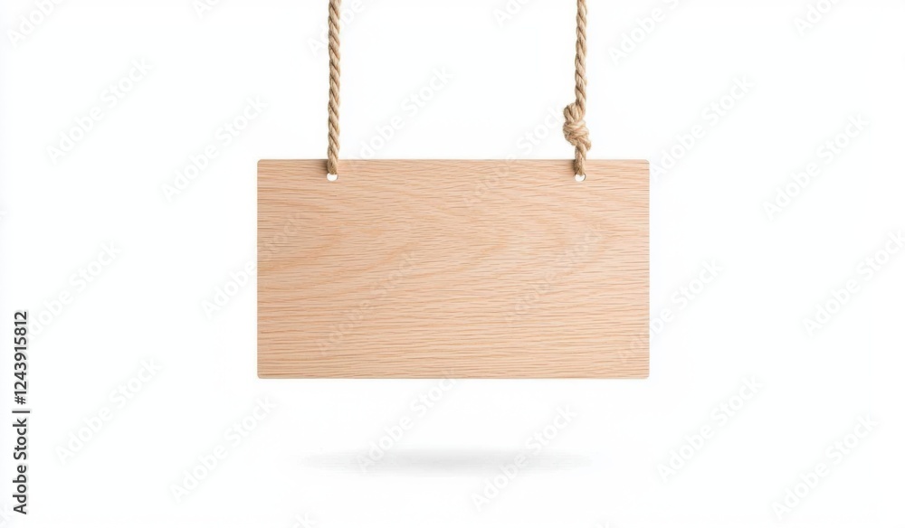 Light Brown Wooden Hanging Sign on White Background Light Brown Wooden Hanging Sign on White Background