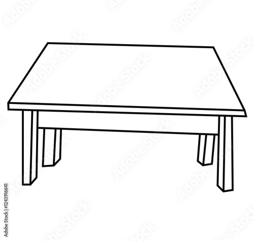 Cute cartoon hand drawn vector wooden table coloring page.