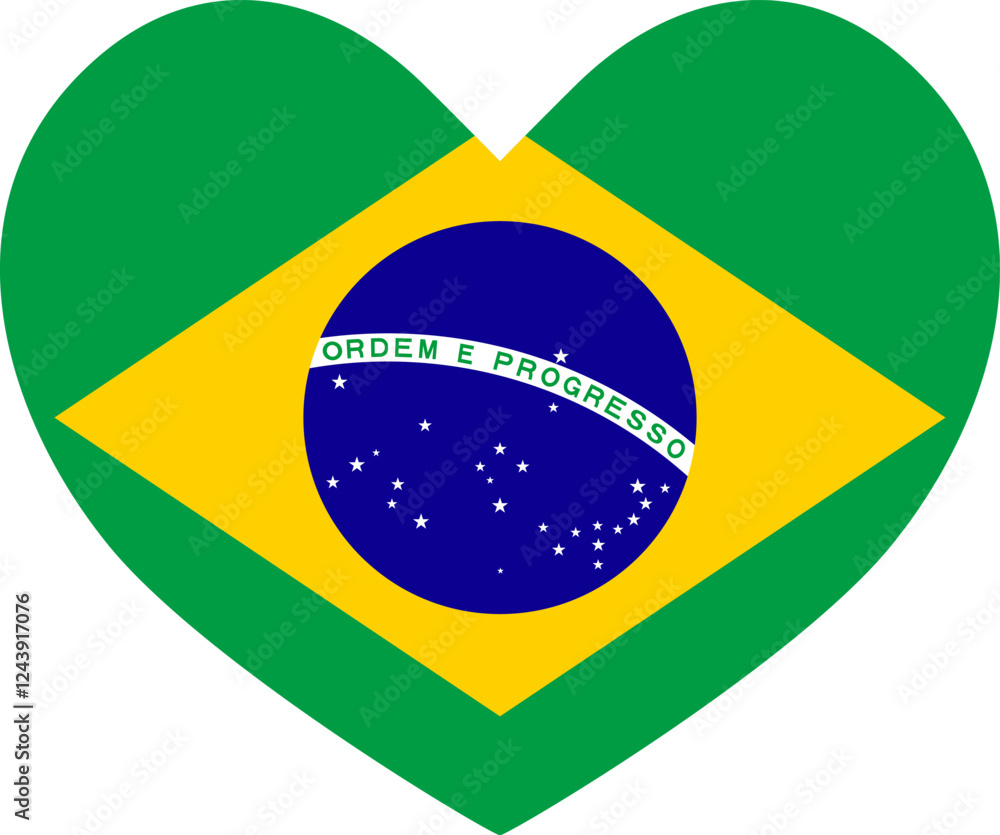 Obraz premium Brazil heart shaped icon flag illustrator national