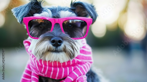 Wallpaper Mural Cool Schnauzer pup rocking pink shades and a fashionable scarf, ready for a fun day out Torontodigital.ca
