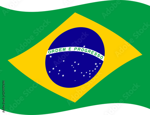 Brazil waving flag illustrator of national  icon