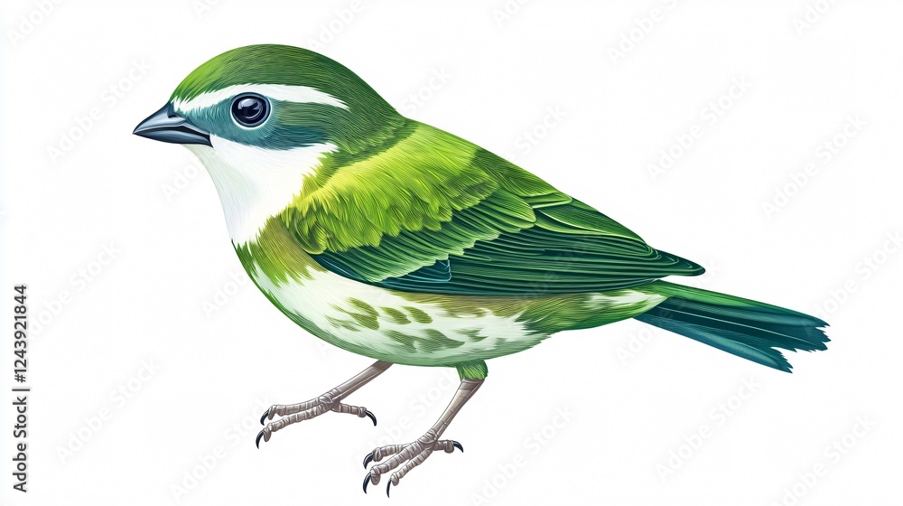 Fototapeta premium Green Bird Icon Isolated on White Background for Environmental Conservation Concepts
