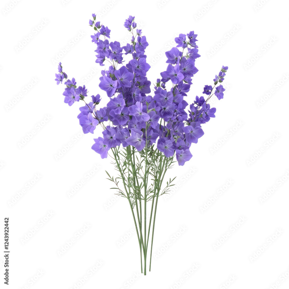 Fototapeta premium 3D icon of A bouquet of Larkspur isolated on transparency background