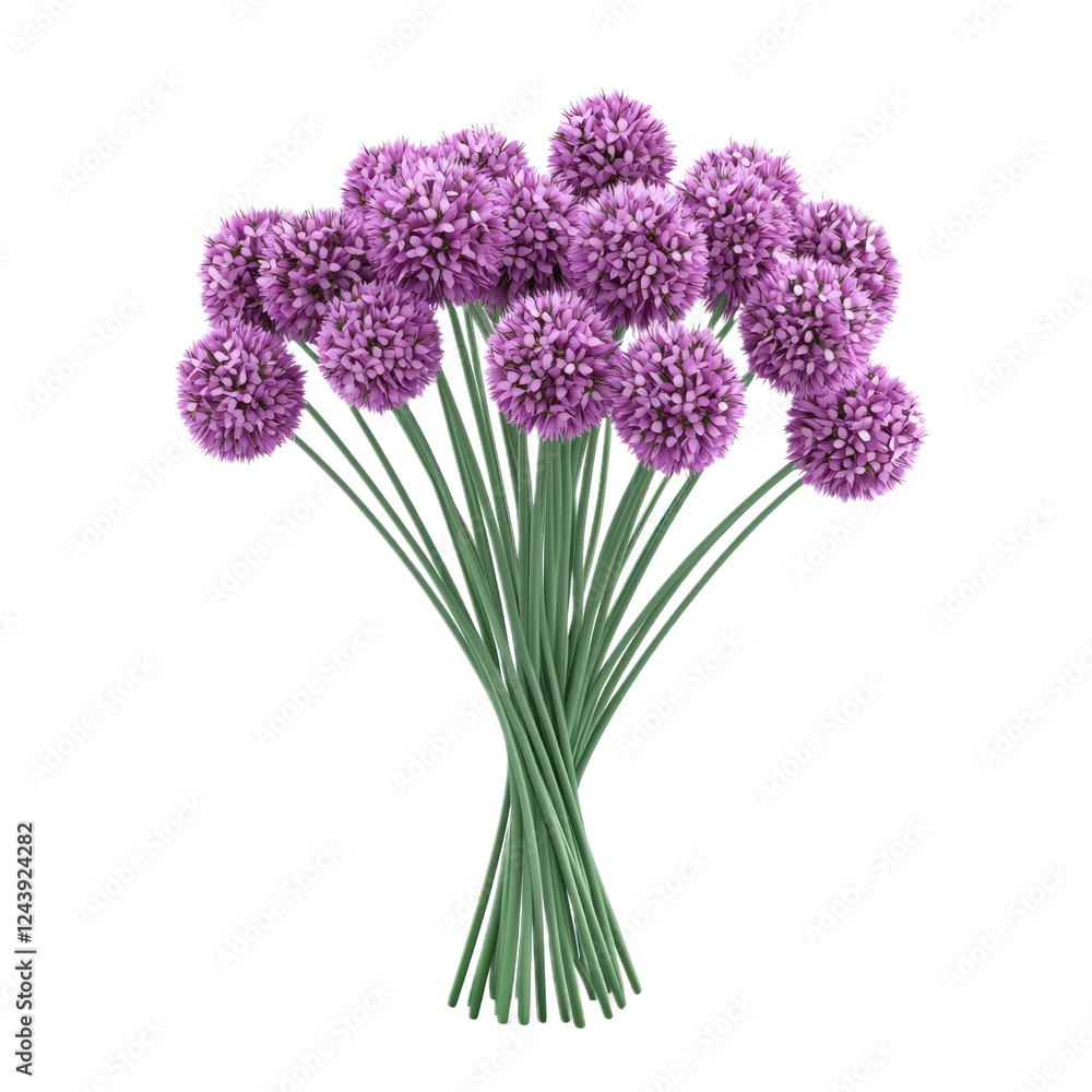 3D icon of A bouquet of Allium isolated on transparency background 3D icon of A bouquet of Allium isolated on transparency background