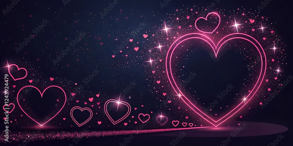 Obraz premium Glowing Hearts Valentine's Day Background