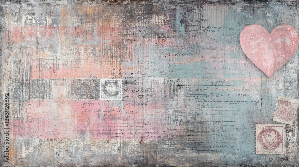Obraz premium Grunge Heart: A Symbol of Love and Resilience in a Textured and Abstract Style
