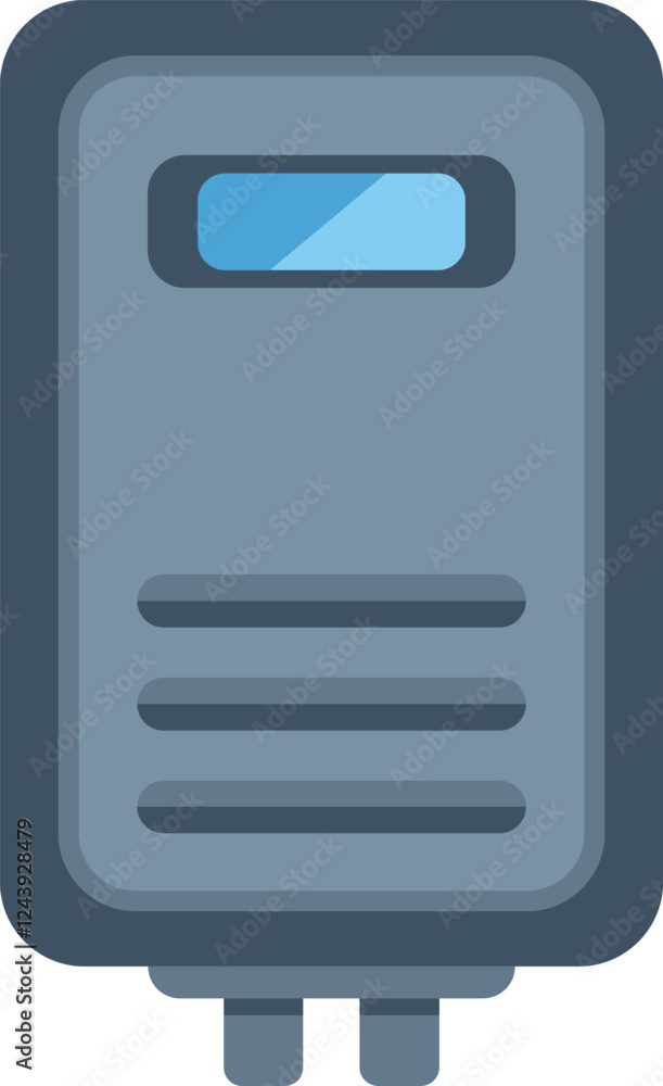 Simple flat illustration of a water heater for bathroom or kitchen, essential for home comfort Simple flat illustration of a water heater for bathroom or kitchen, essential for home comfort