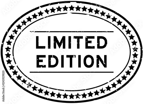 Grunge black limited edition word oval rubber seal stamp on white background