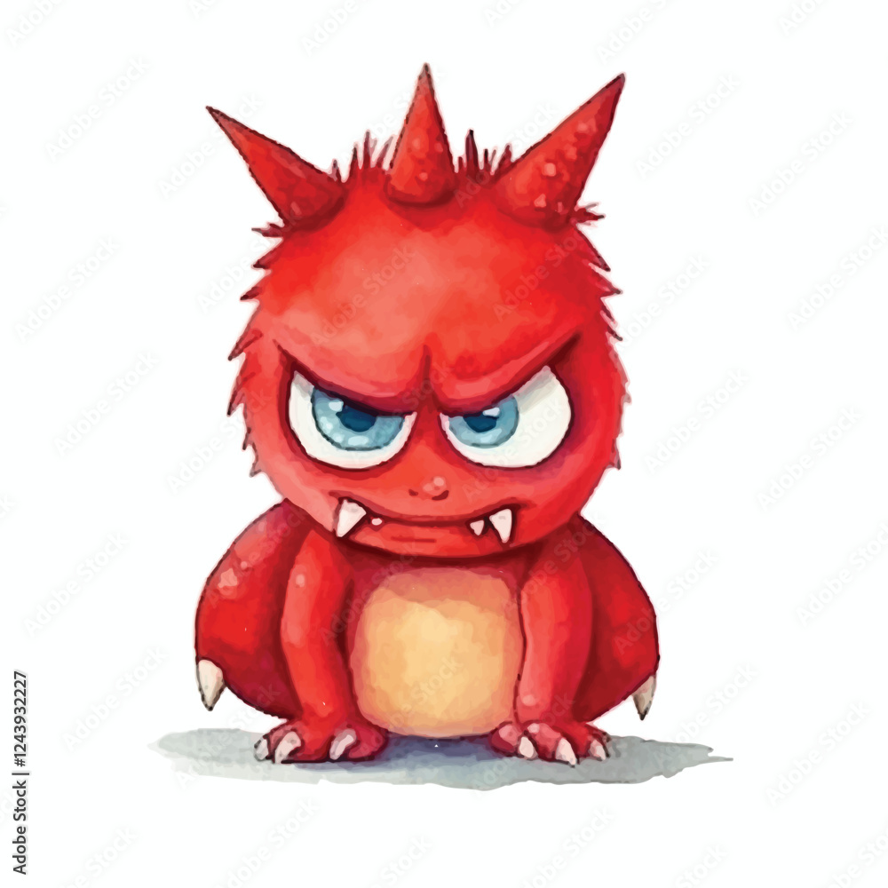 watercolors Cute angry red dinosaur illustration watercolors Cute angry red dinosaur illustration