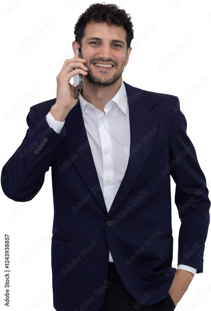 Caucasian businessman with phone call Caucasian businessman with phone call
