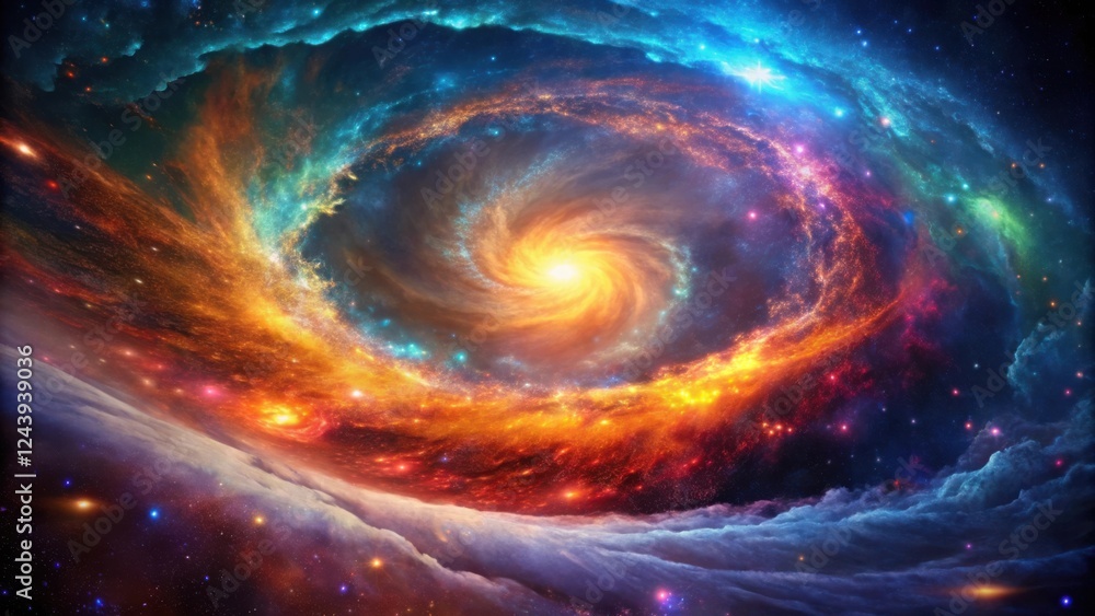 Cosmic Spiral Nebula A Celestial Tapestry of Vivid Hues and Glowing Stars Cosmic Spiral Nebula A Celestial Tapestry of Vivid Hues and Glowing Stars