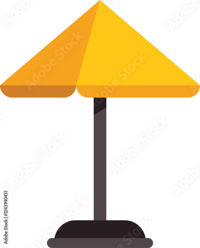 Minimalist vector illustration of a yellow patio umbrella, perfect for representing summer, relaxation, and outdoor dining