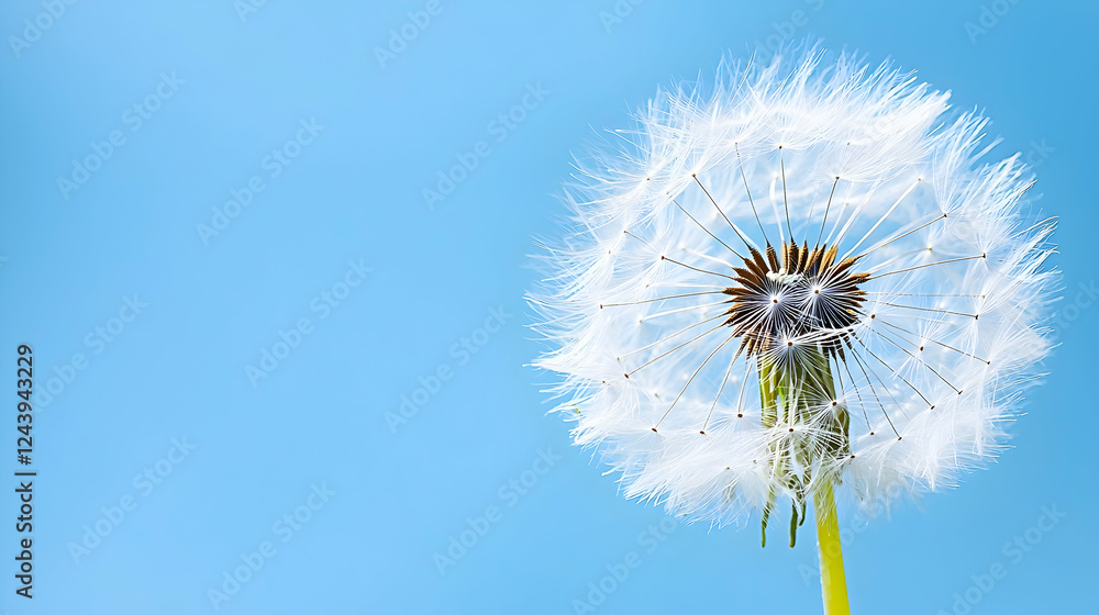 Fototapeta premium Dandelion seed head against blue sky