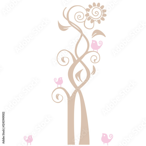 Ramas entrelazadas con pajaritos 