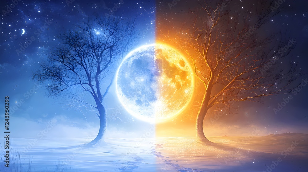 Fototapeta premium A moon is in the sky above a large circular structure