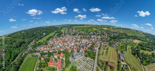 Laudenbach im Vorbachtal bei Weikersheim aus der Vogelperspektive photo