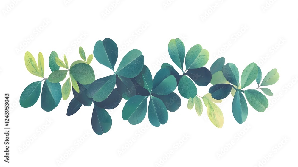 Vibrant Green Leaves on White Background for Nature and Design Projects