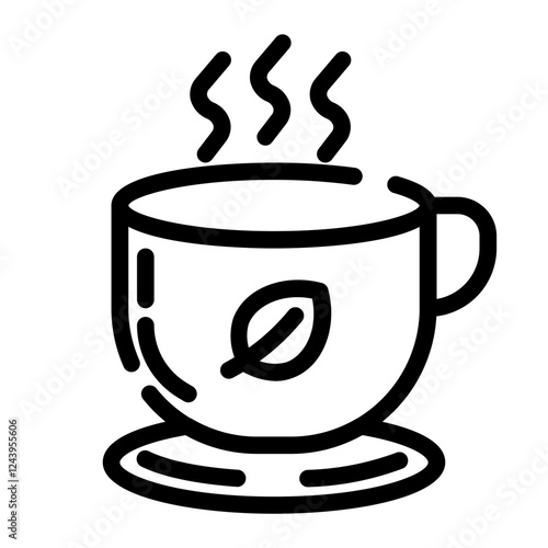 hot tea cut line icon